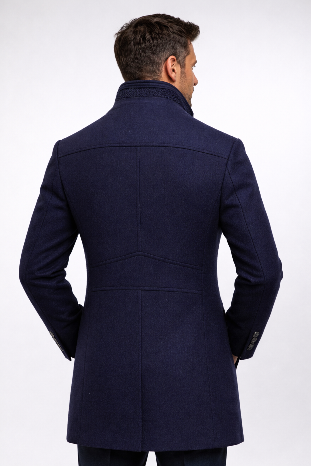 Reinaldo | Long Sleeve Button Front Coat with Trim