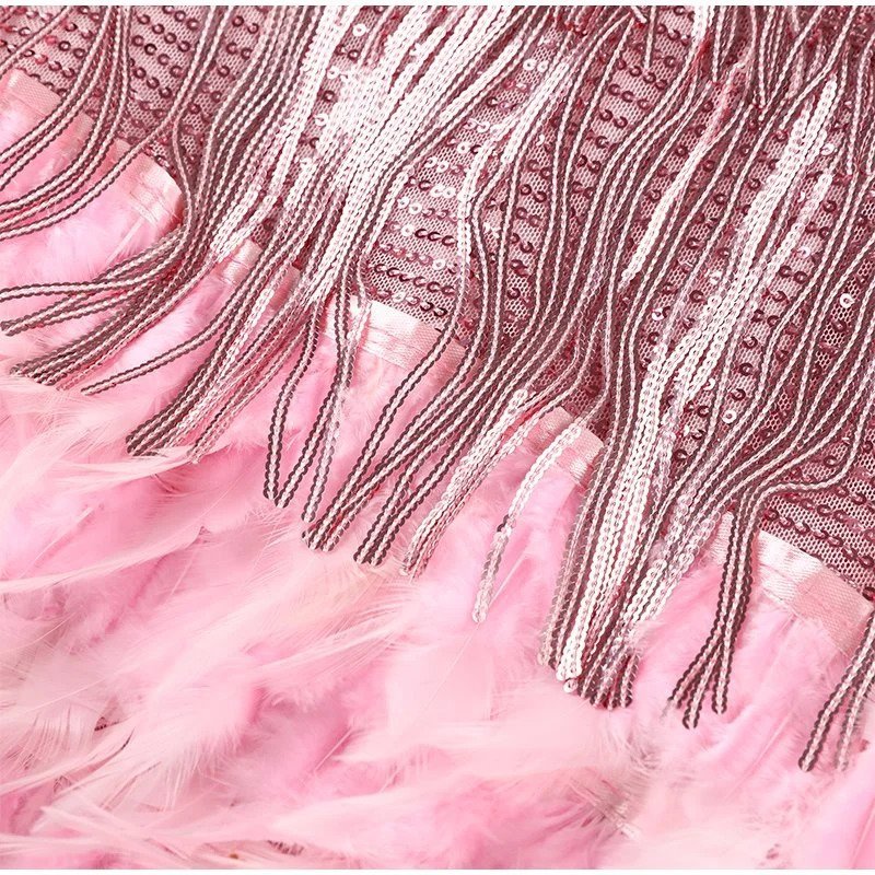 Jemima | Fringe Feather Hem Mini Slip Dress