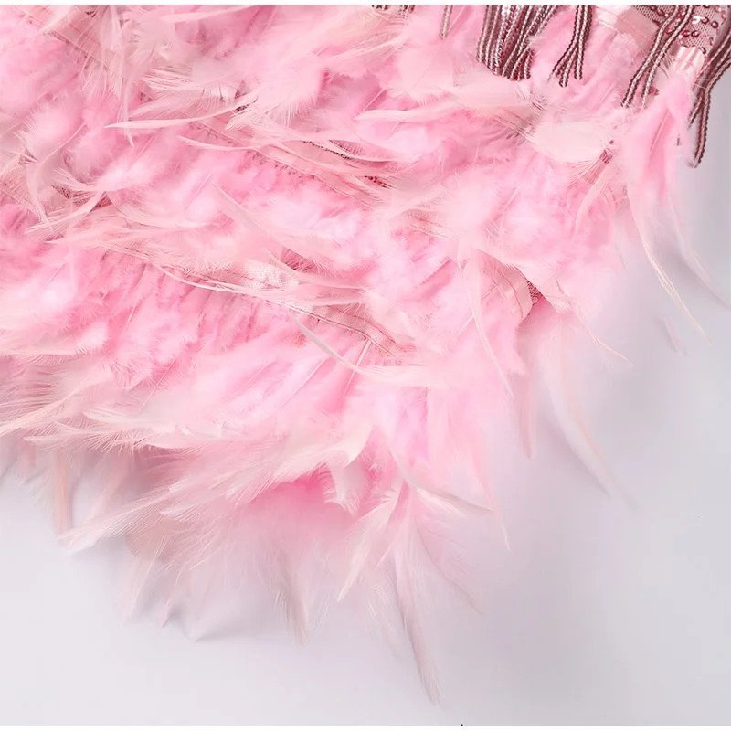 Jemima | Fringe Feather Hem Mini Slip Dress