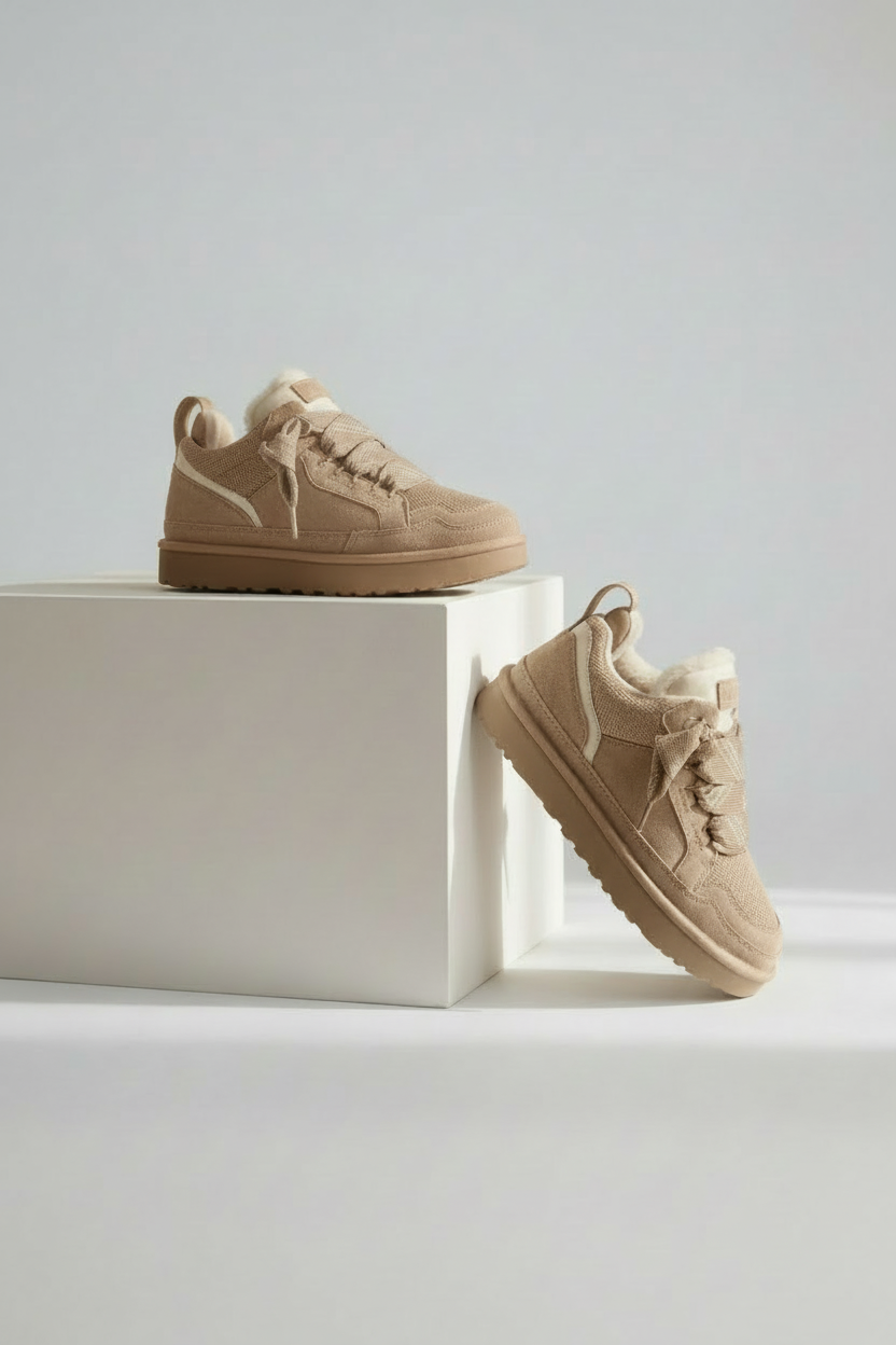 Natalja | Lace-Up Platform Sneakers with Plush Trim