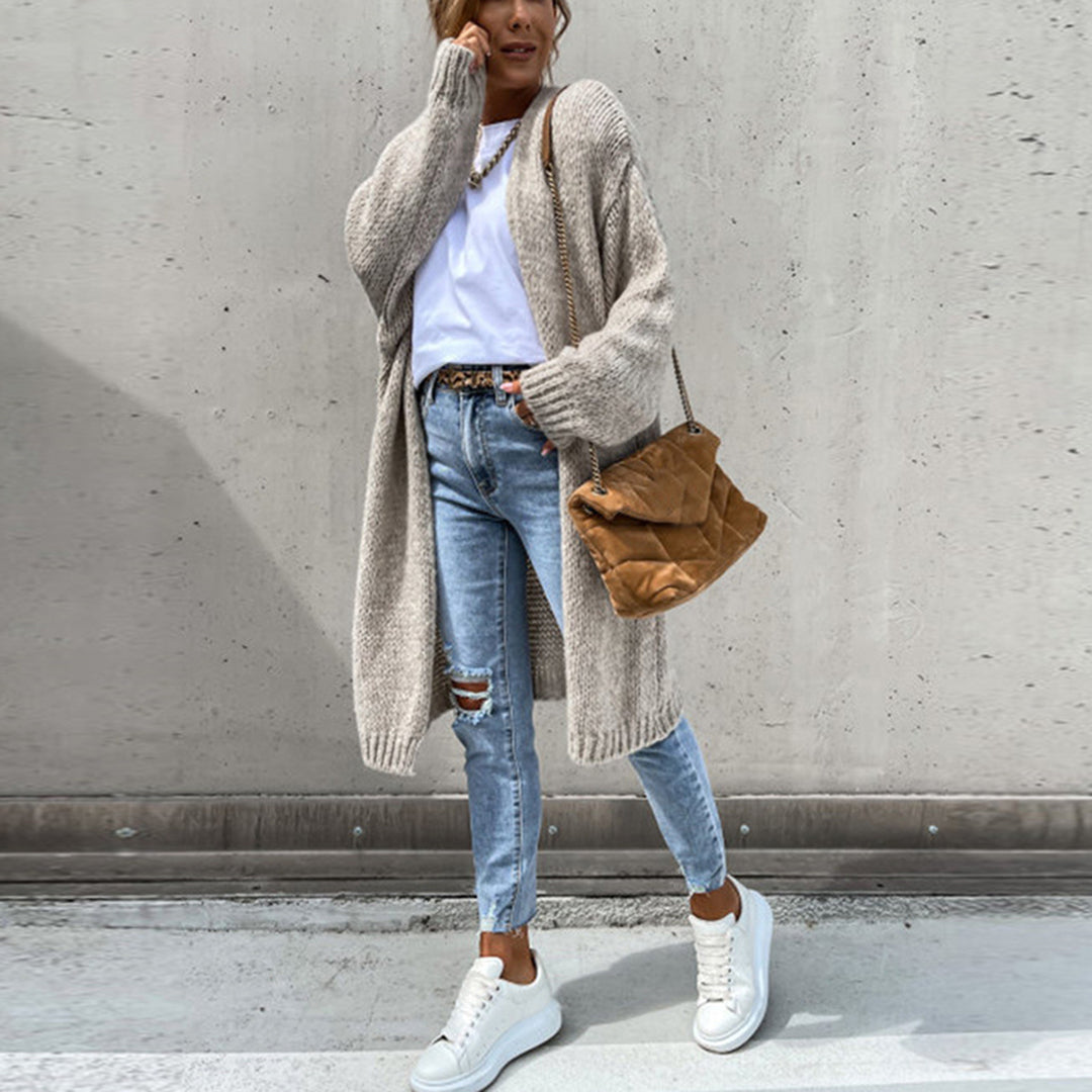Lois | Longline Knit Cardigan with Open Front