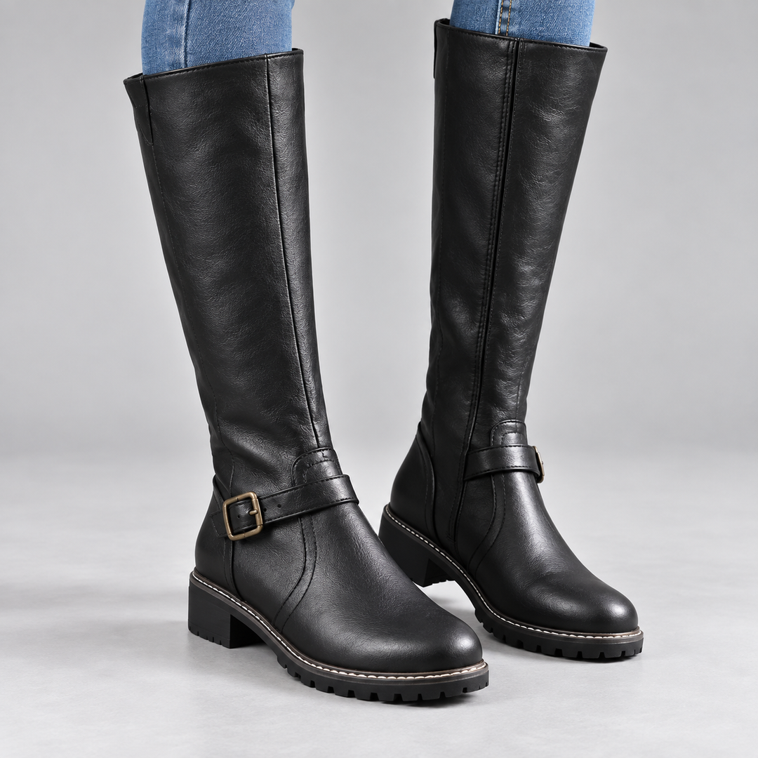 Bernardino | Tall Riding-Style Boots with Buckle Straps