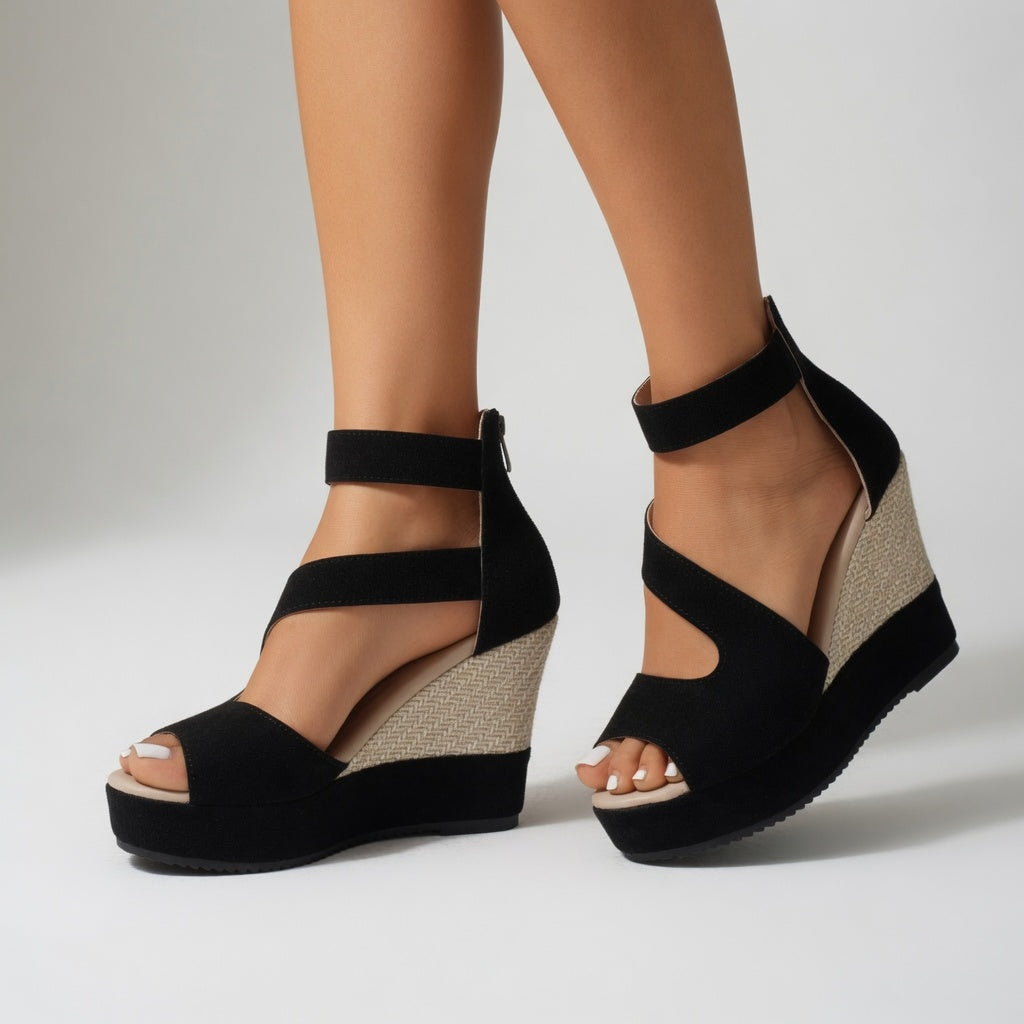 Madoka - Wedge Sandal With Elastic Ankle Straps