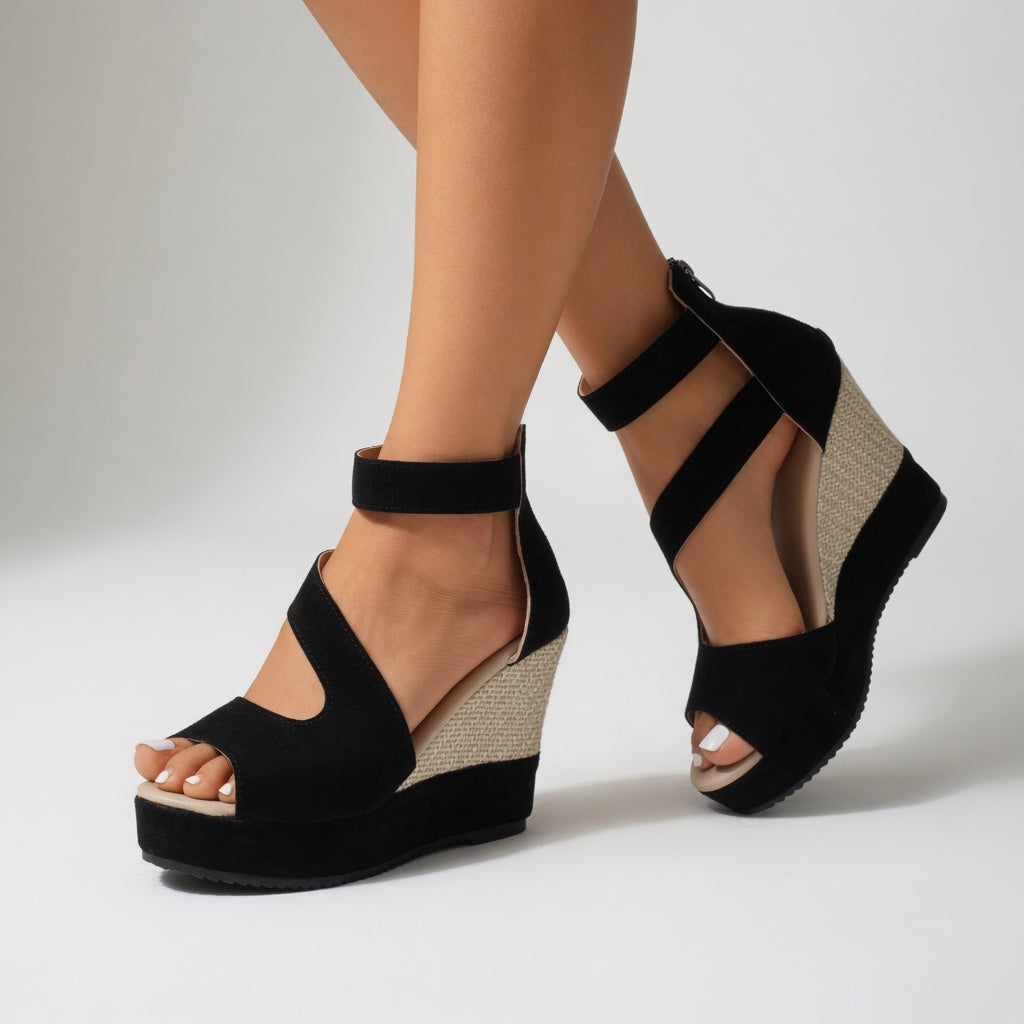 Madoka - Wedge Sandal With Elastic Ankle Straps