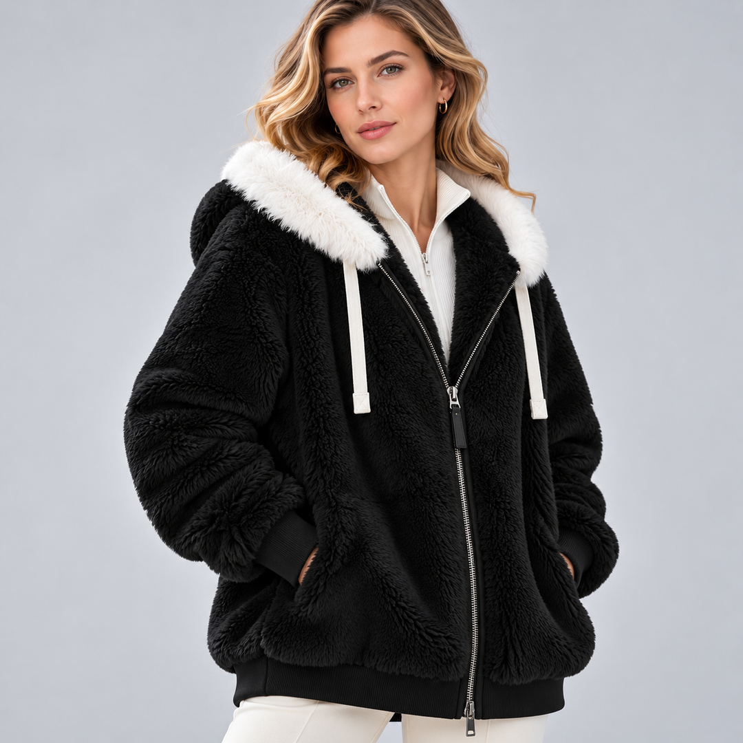 Mafalda | Hooded Plush Jacket with Zipper