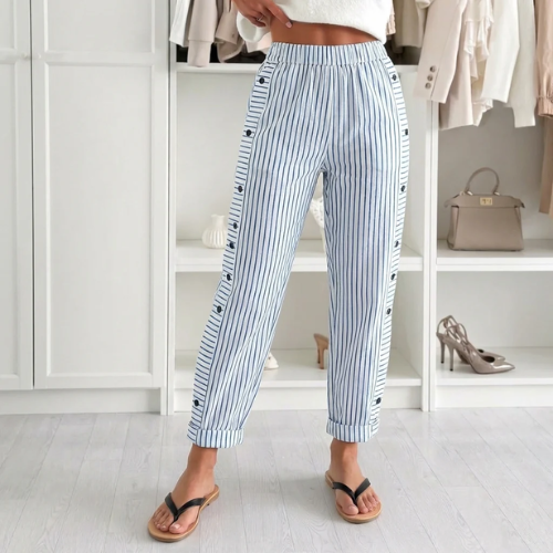 Jamila | Pinstripe Cropped Tapered Trousers