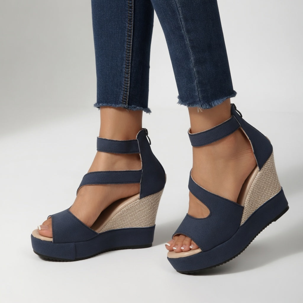 Madoka - Wedge Sandal With Elastic Ankle Straps