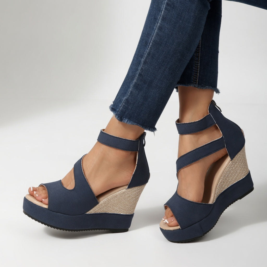 Madoka - Wedge Sandal With Elastic Ankle Straps