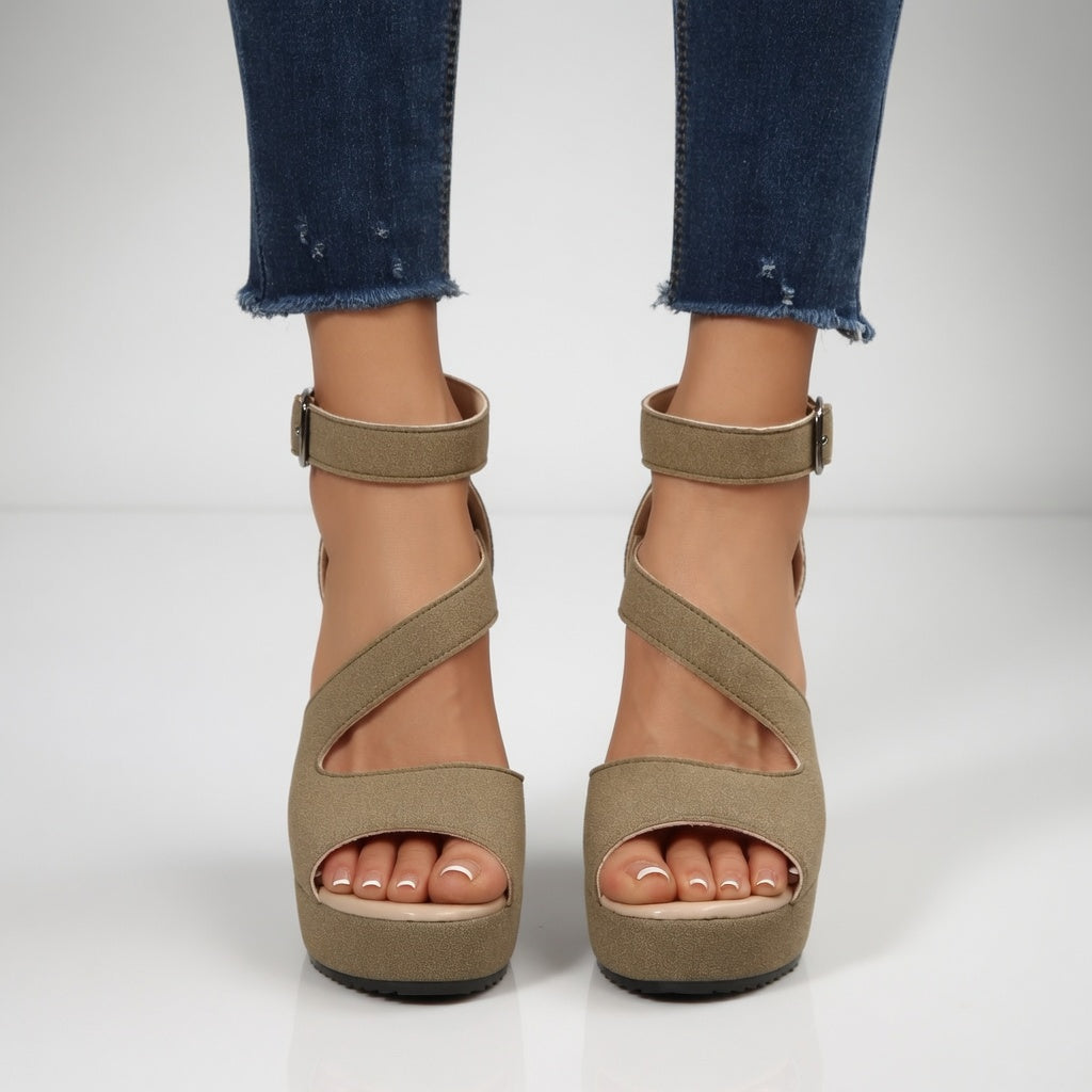 Madoka - Wedge Sandal With Elastic Ankle Straps