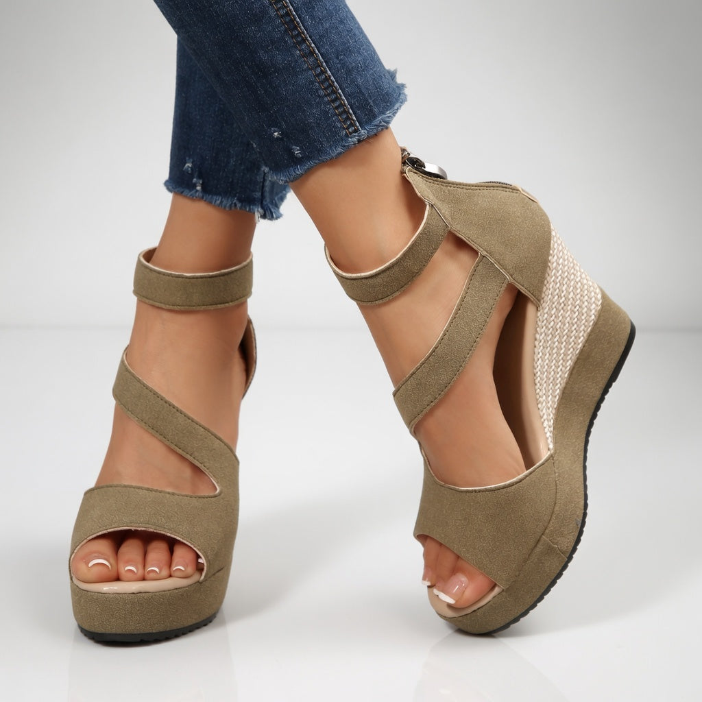 Madoka - Wedge Sandal With Elastic Ankle Straps