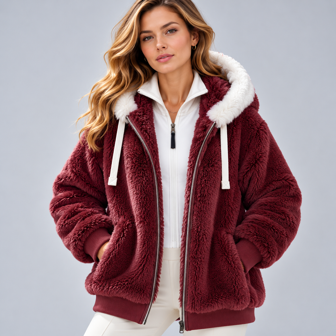 Mafalda | Hooded Plush Jacket with Zipper