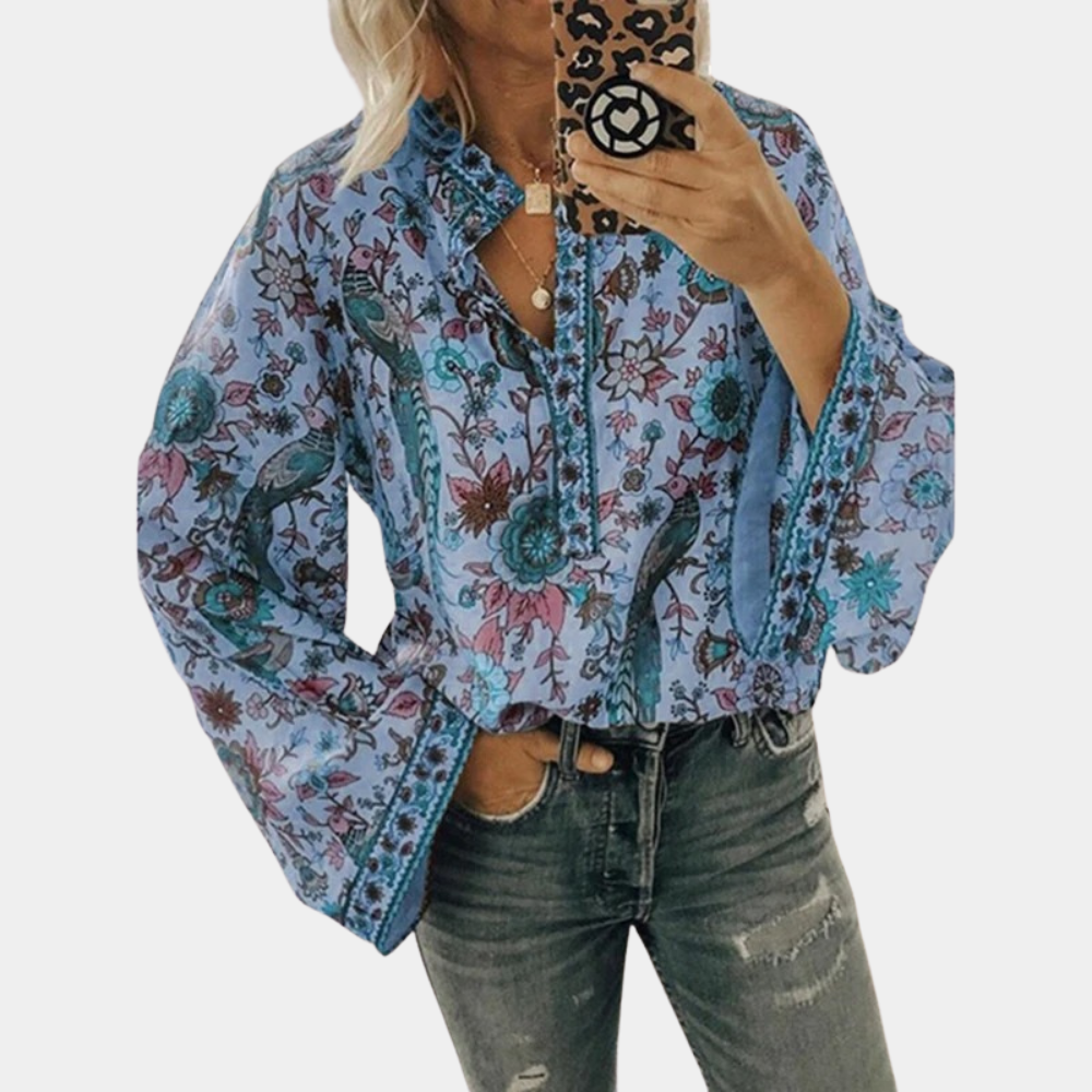 Marilyn | Blouse with Floral Print and Flared Sleeves