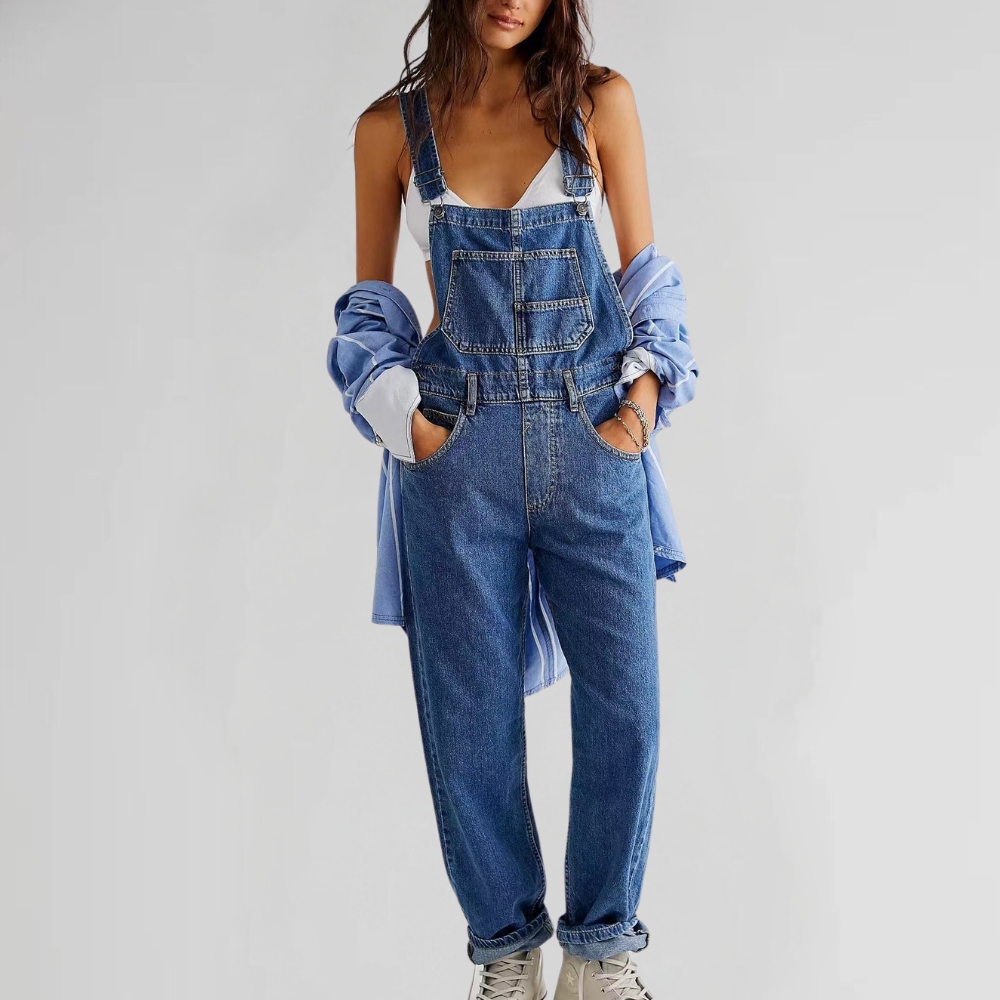 Jacqui | Straight Leg Dungaree Jumpsuit