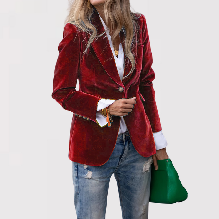 Quirita | Velvet Single-Breasted Tailored Blazer