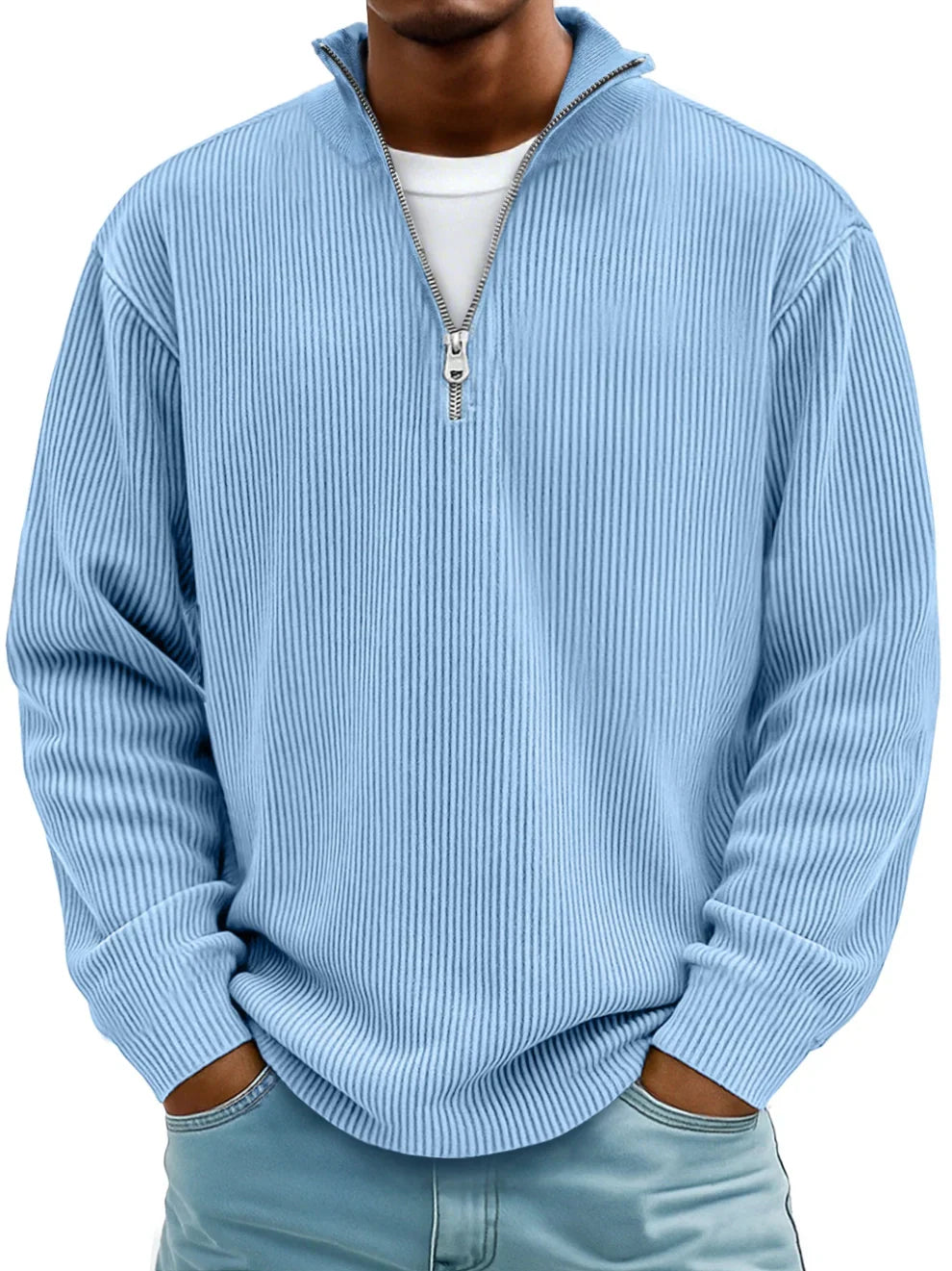 Dimitar | Ribbed Long-Sleeve Quarter-Zip Pullover