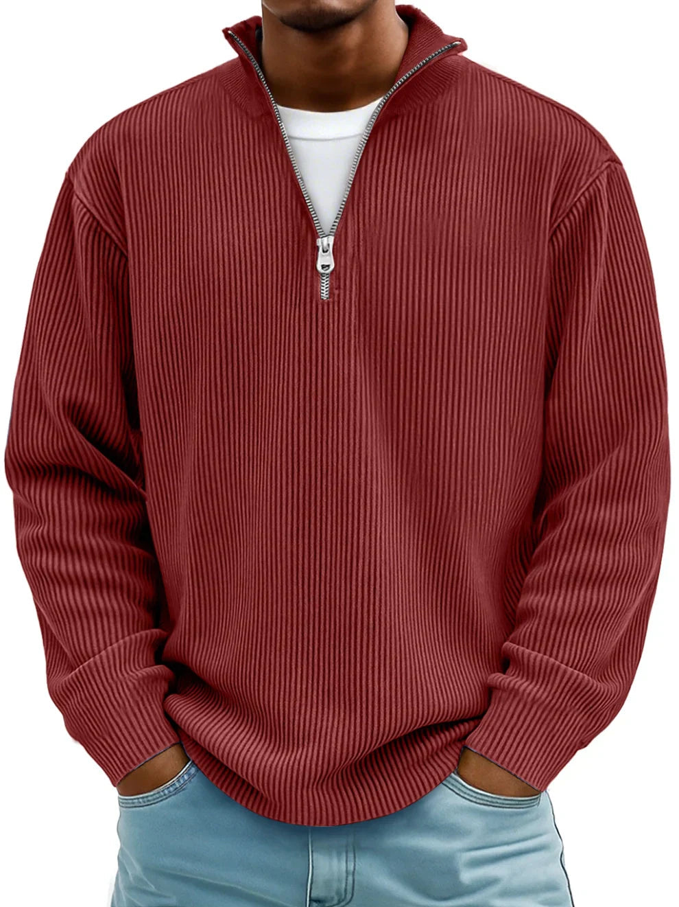 Dimitar | Ribbed Long-Sleeve Quarter-Zip Pullover