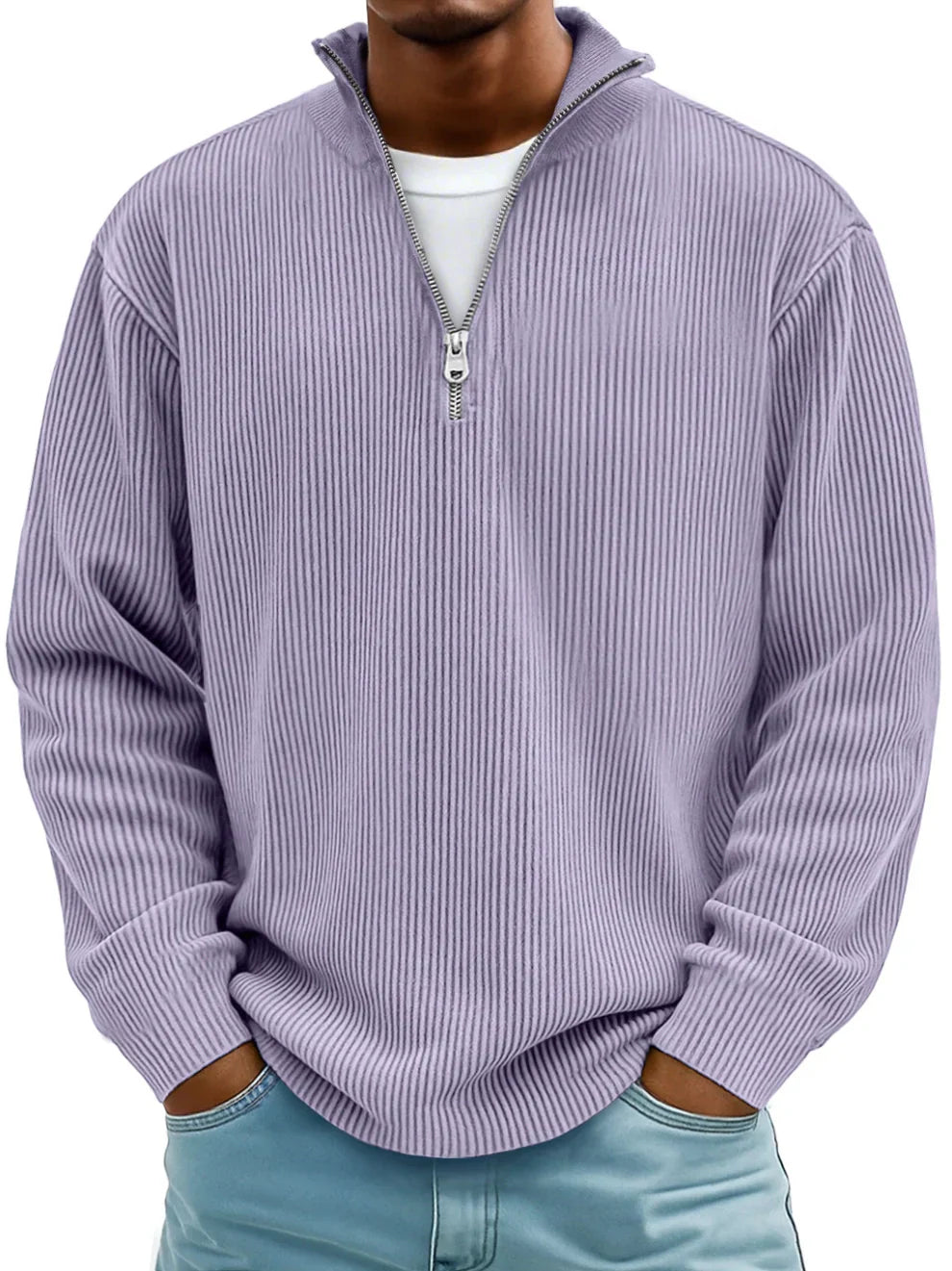 Dimitar | Ribbed Long-Sleeve Quarter-Zip Pullover