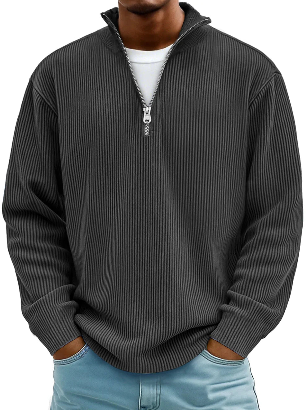 Dimitar | Ribbed Long-Sleeve Quarter-Zip Pullover