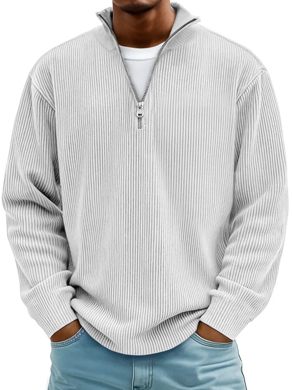 Dimitar | Ribbed Long-Sleeve Quarter-Zip Pullover