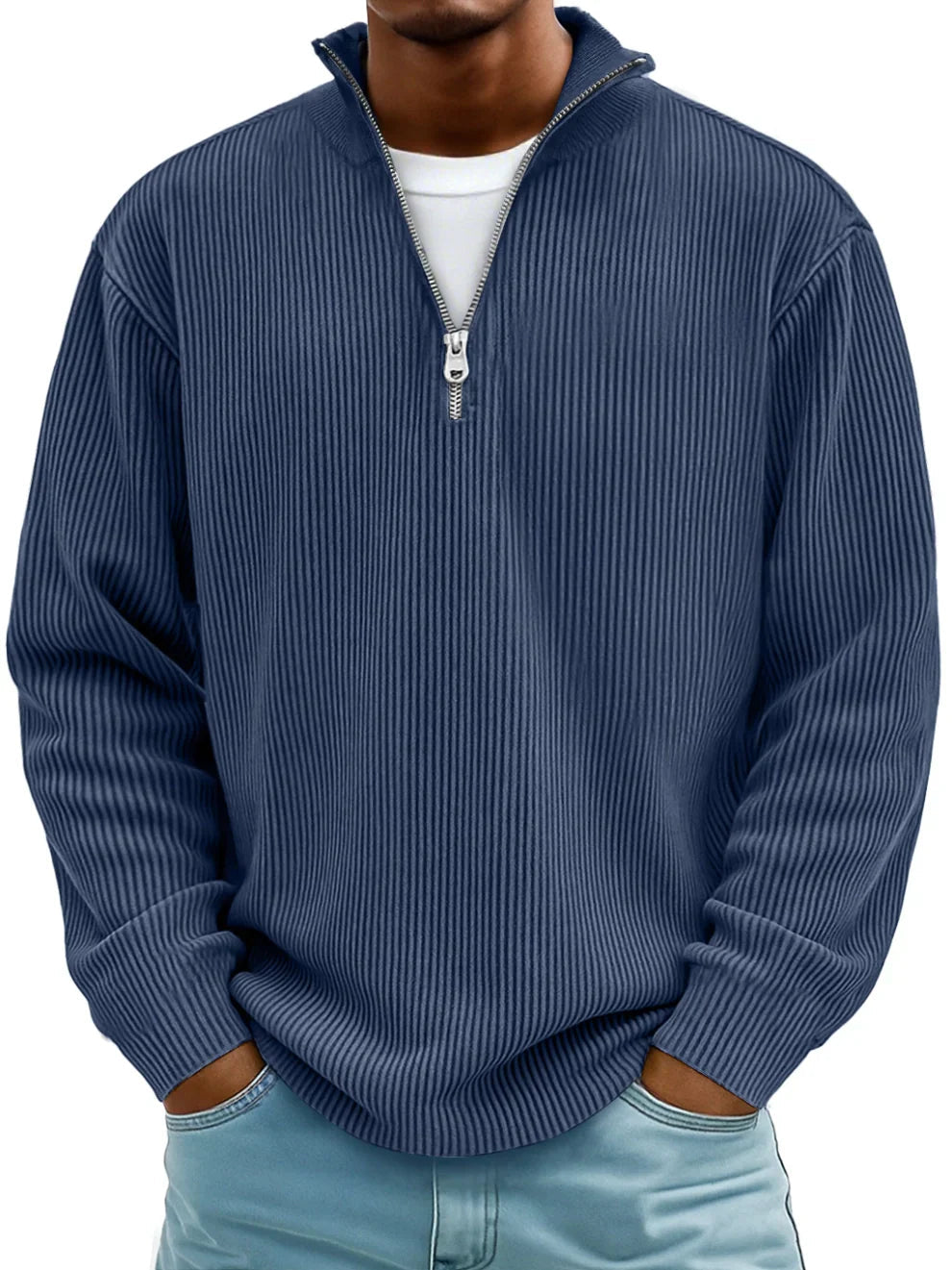 Dimitar | Ribbed Long-Sleeve Quarter-Zip Pullover