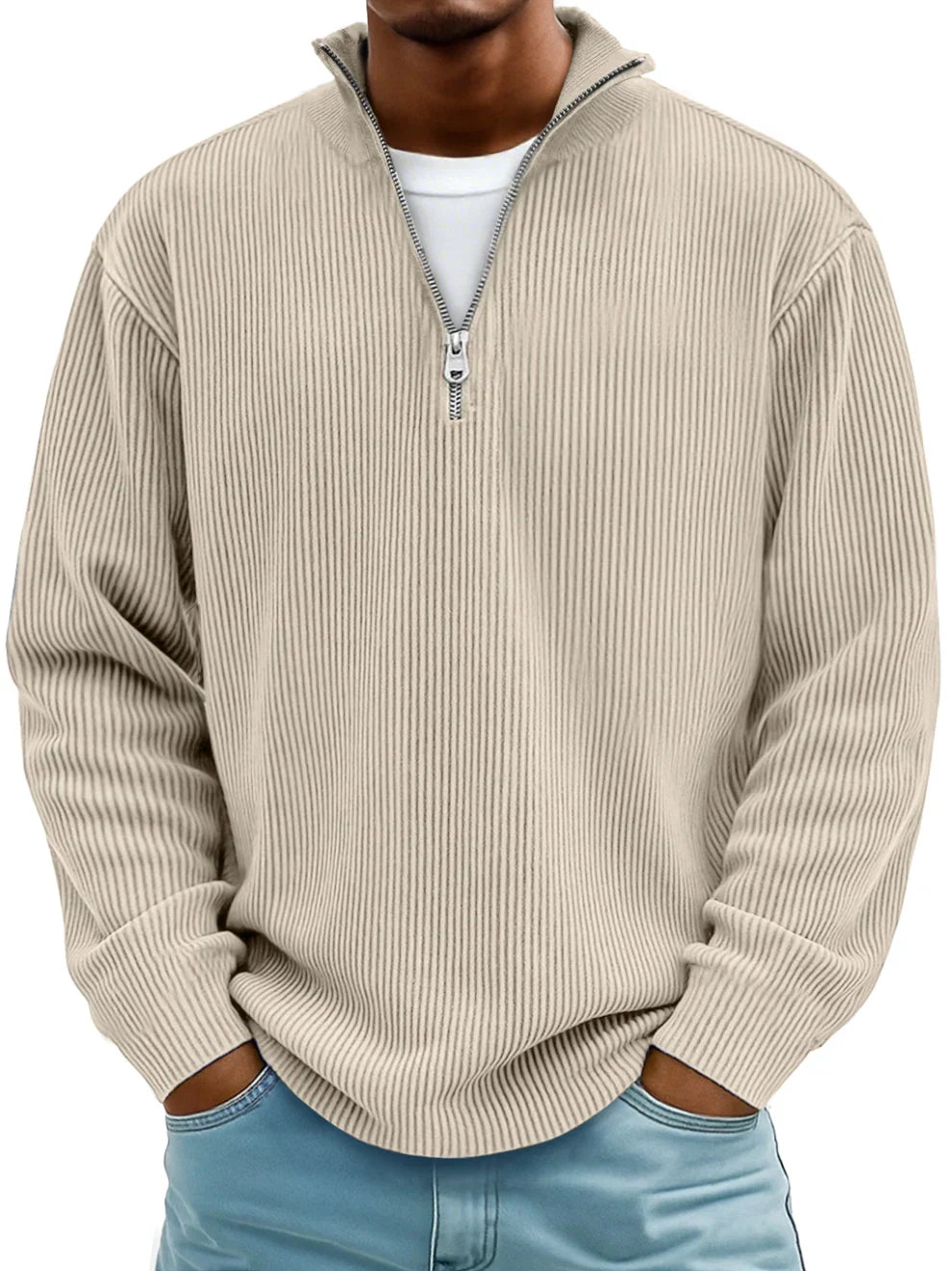 Dimitar | Ribbed Long-Sleeve Quarter-Zip Pullover