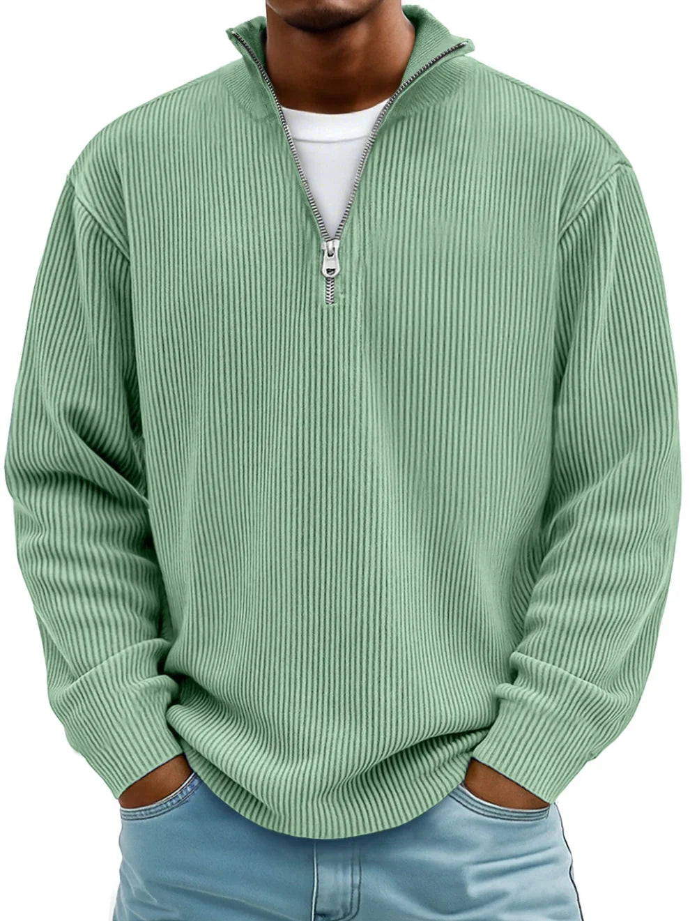 Dimitar | Ribbed Long-Sleeve Quarter-Zip Pullover