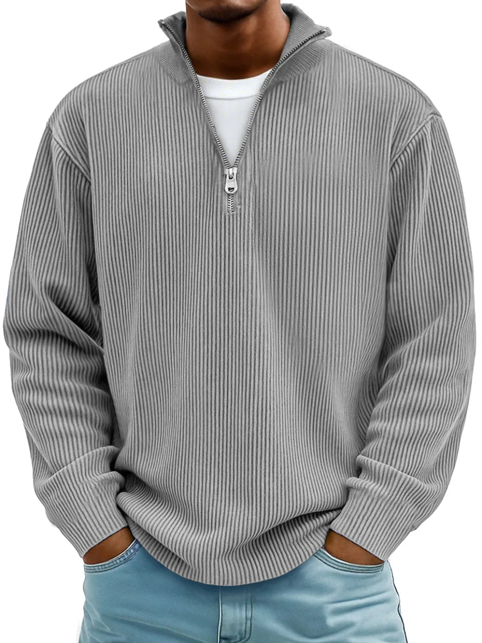 Dimitar | Ribbed Long-Sleeve Quarter-Zip Pullover