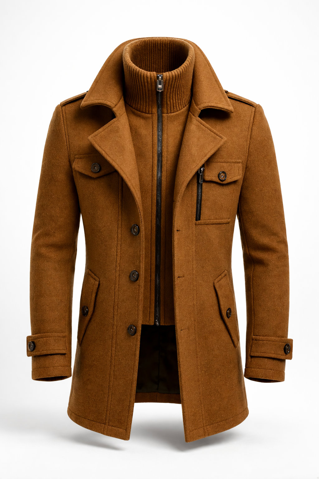 Erasmo | Textured Coat with Notched Lapels