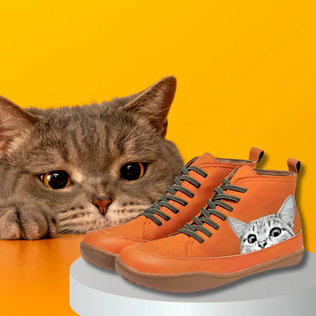 Fenna  | Cat Print Hi-Top Trainers