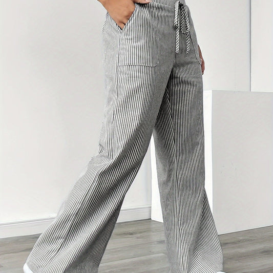 Sunnyi | Striped Wide Leg Drawstring Trousers