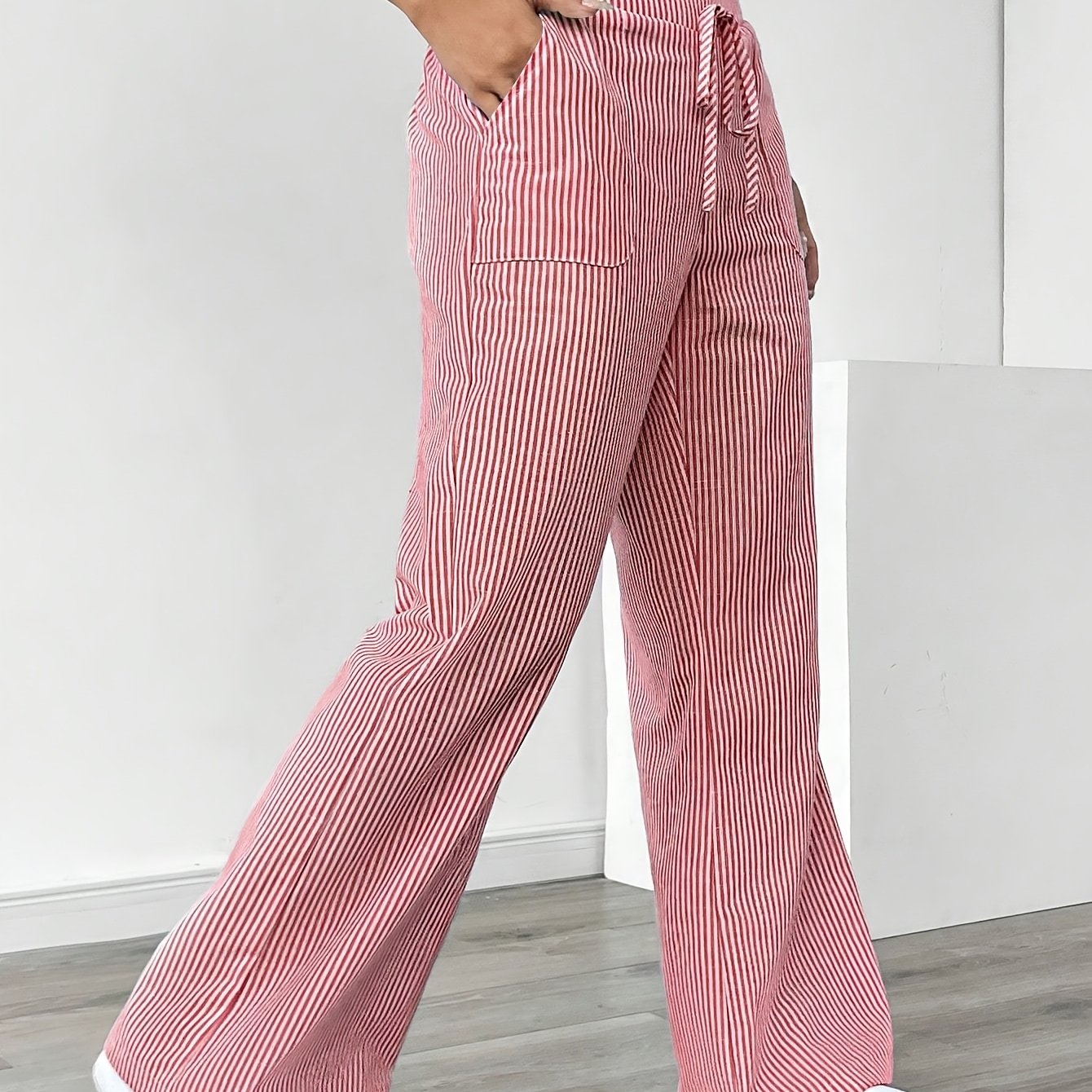 Sunnyi | Striped Wide Leg Drawstring Trousers