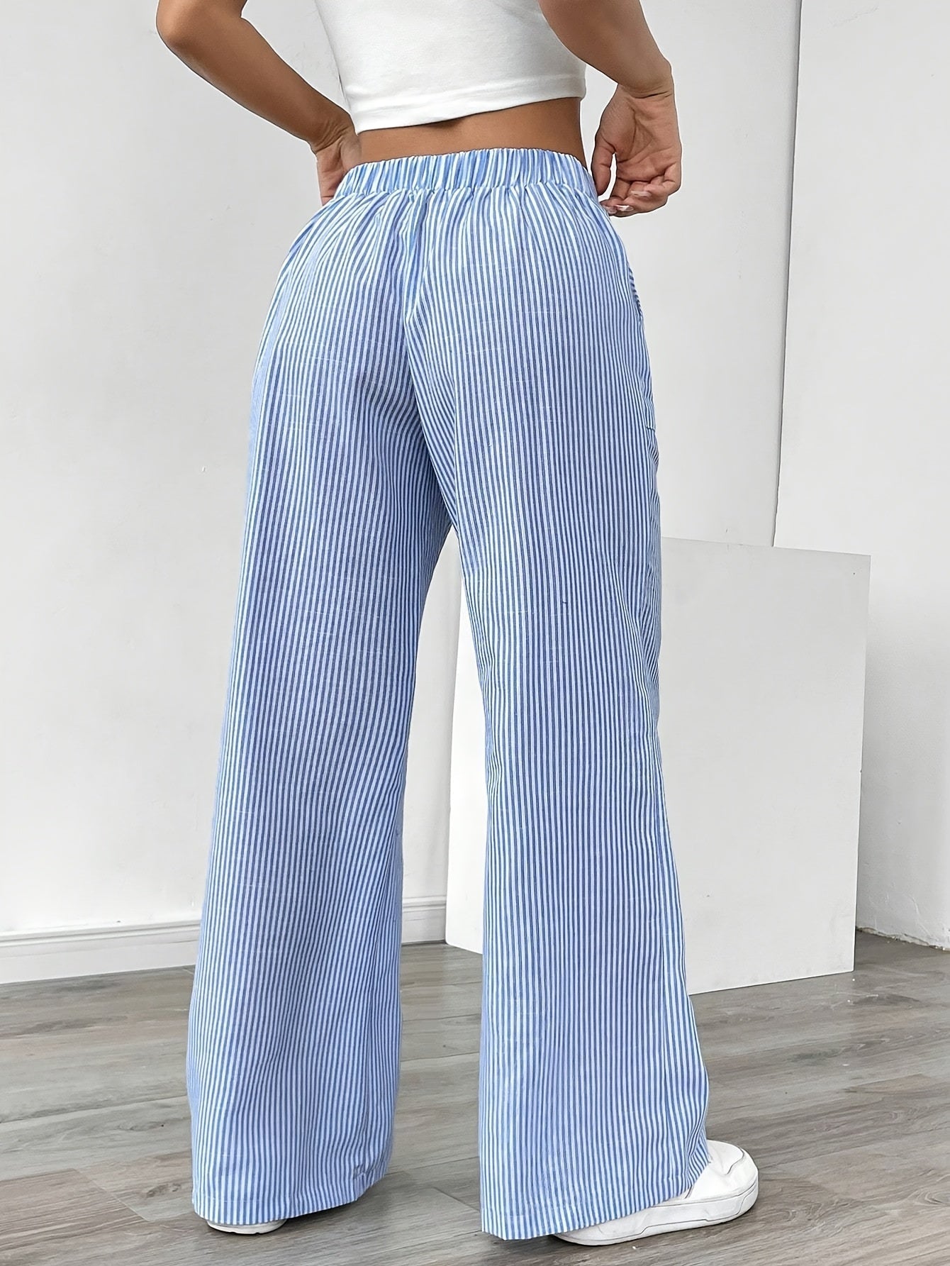Sunnyi | Striped Wide Leg Drawstring Trousers