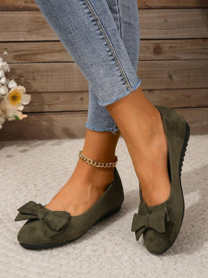 Yasia - Bow Detail Slip On Ballet Flats