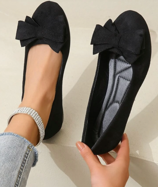 Yasia - Bow Detail Slip On Ballet Flats