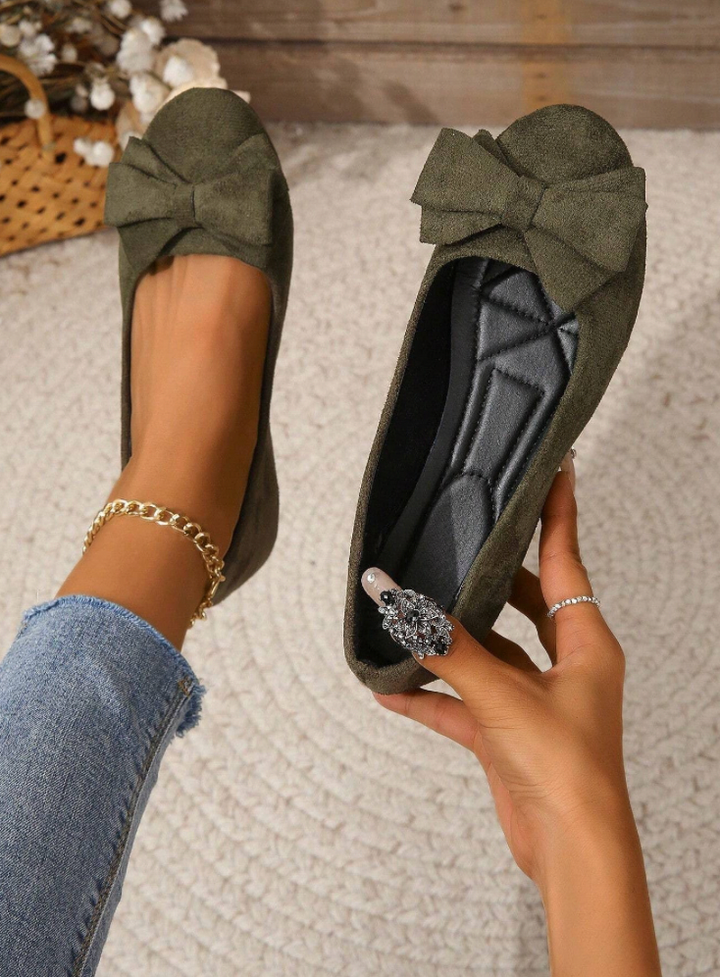 Yasia - Bow Detail Slip On Ballet Flats