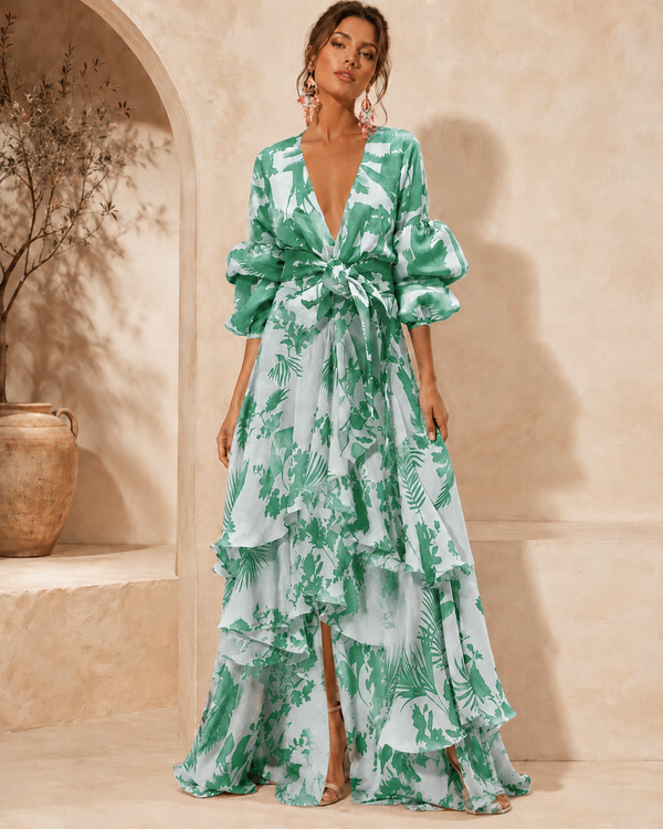 Liaya | Floral Print Tie Waist Maxi Dress