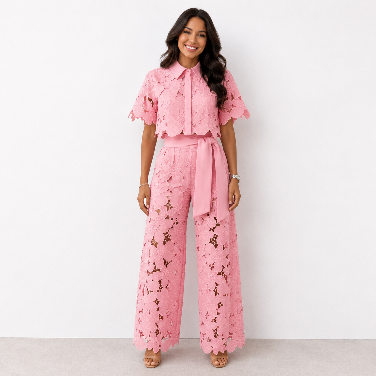 Anni | Lace Wide Leg Trouser Co Ord Set