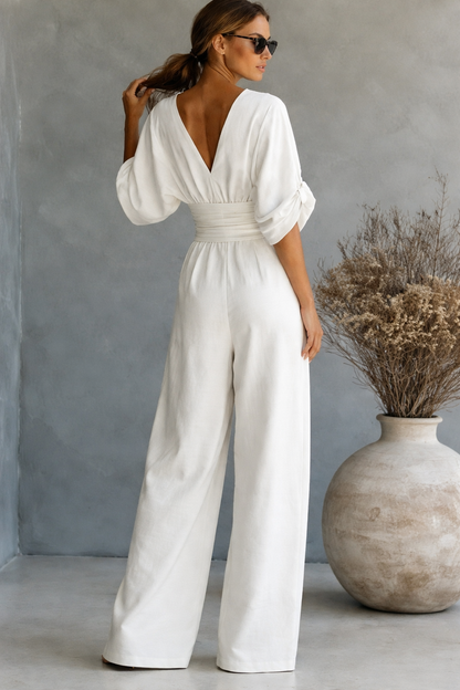 Aurore | Wide Leg Linen Jumpsuit