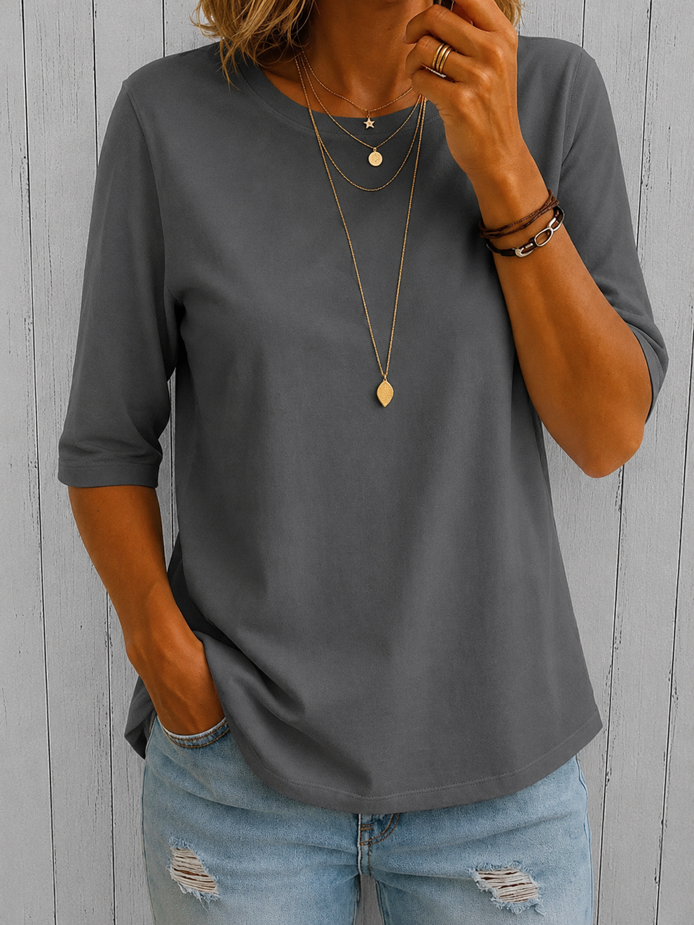 Beela | T Shirt With Crew Neck Half Sleeves