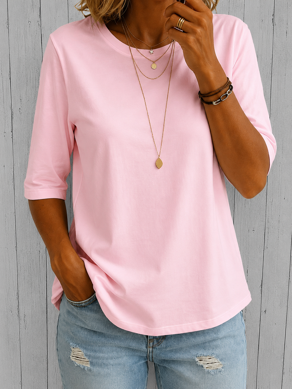Beela | T Shirt With Crew Neck Half Sleeves