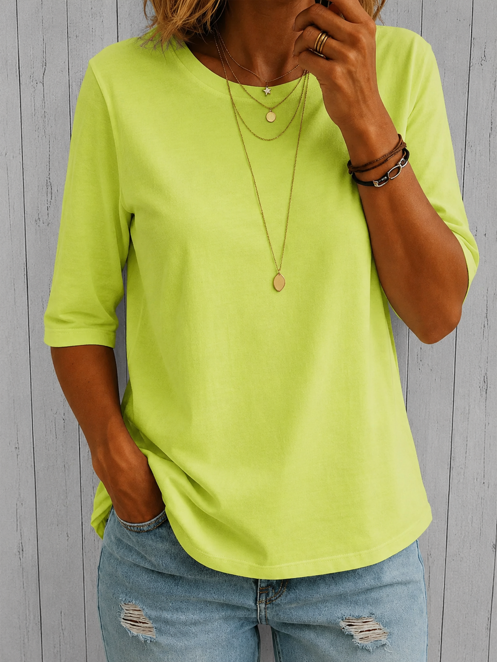 Beela | T Shirt With Crew Neck Half Sleeves