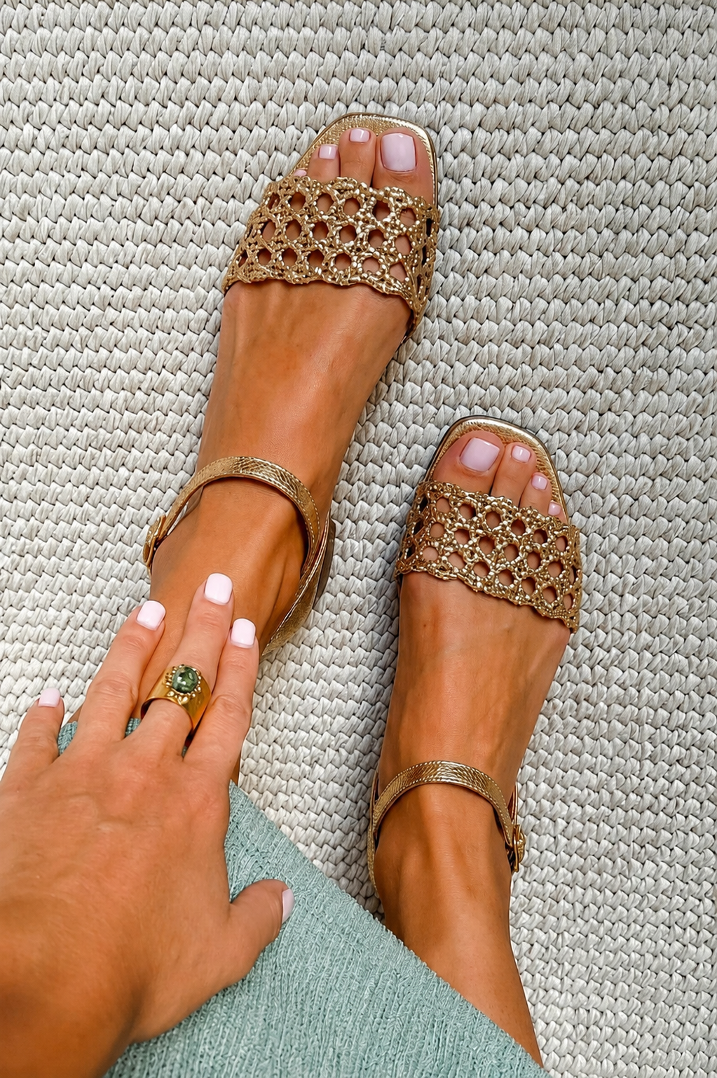 Dania | Cut-Out Buckle Strap Flat Sandals