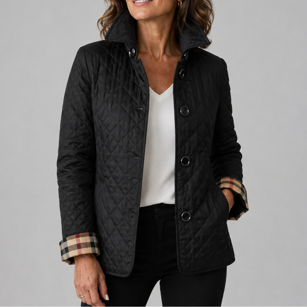 Sheleza | Quilted Button Front Stand Collar Jacket