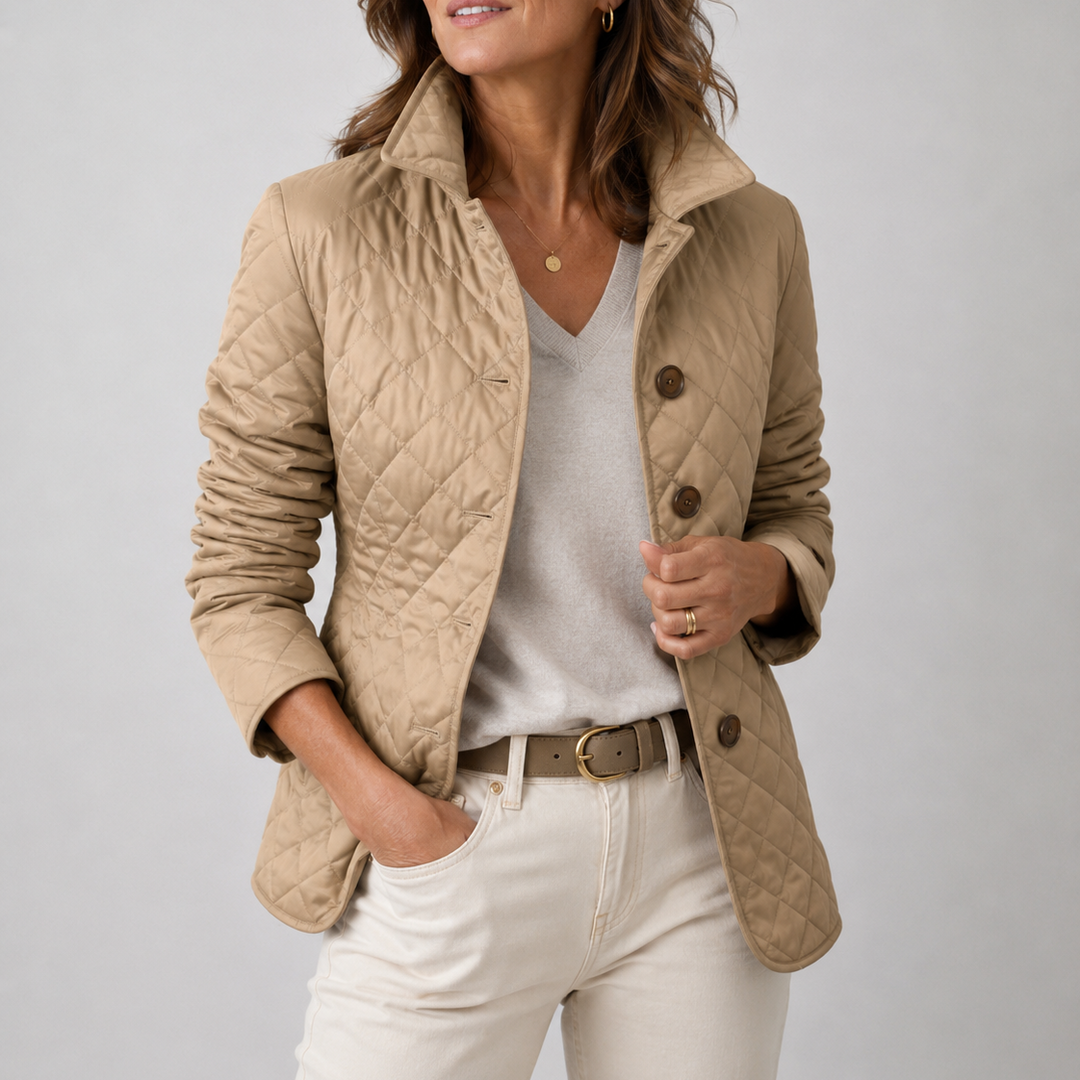 Sheleza | Quilted Button Front Stand Collar Jacket
