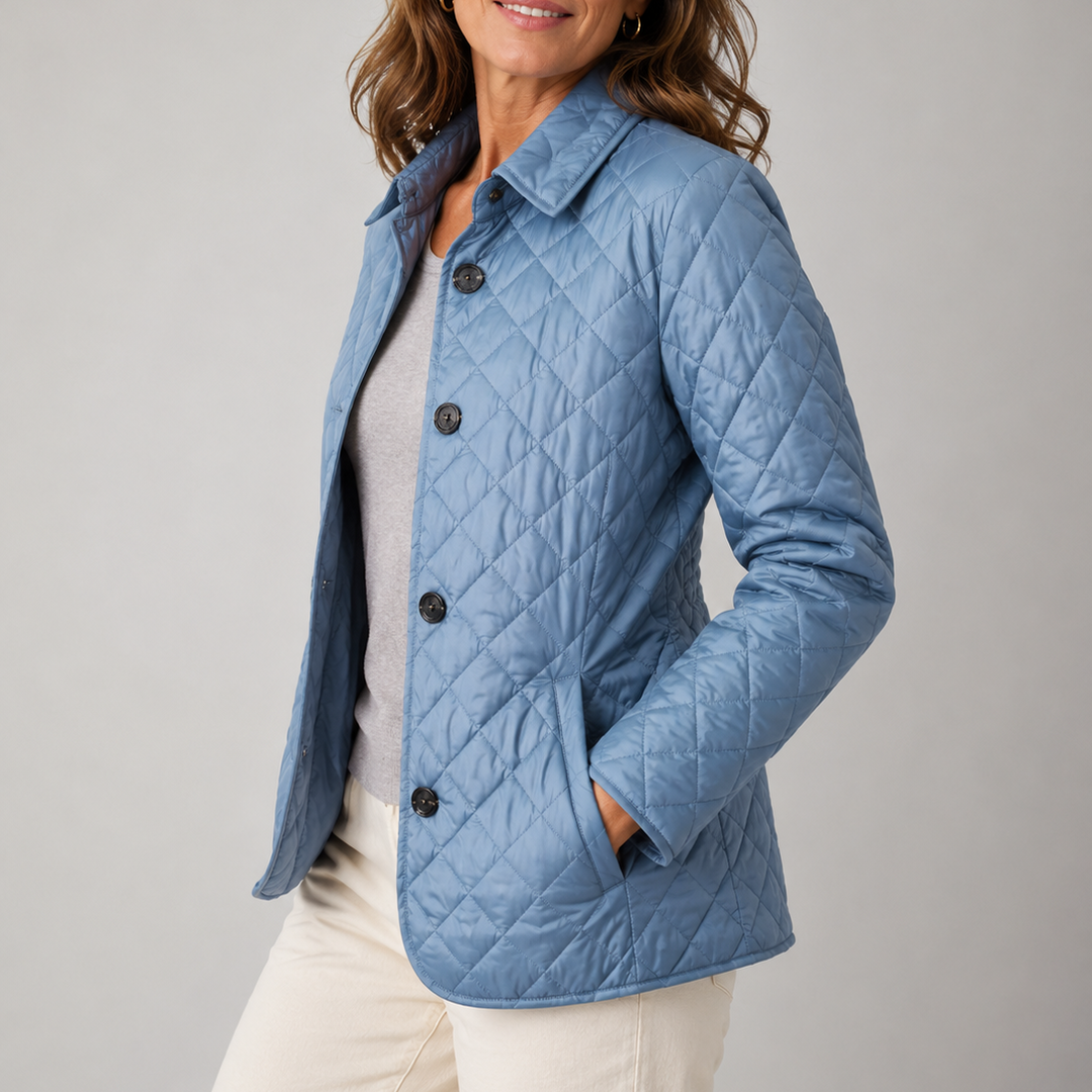 Sheleza | Quilted Button Front Stand Collar Jacket