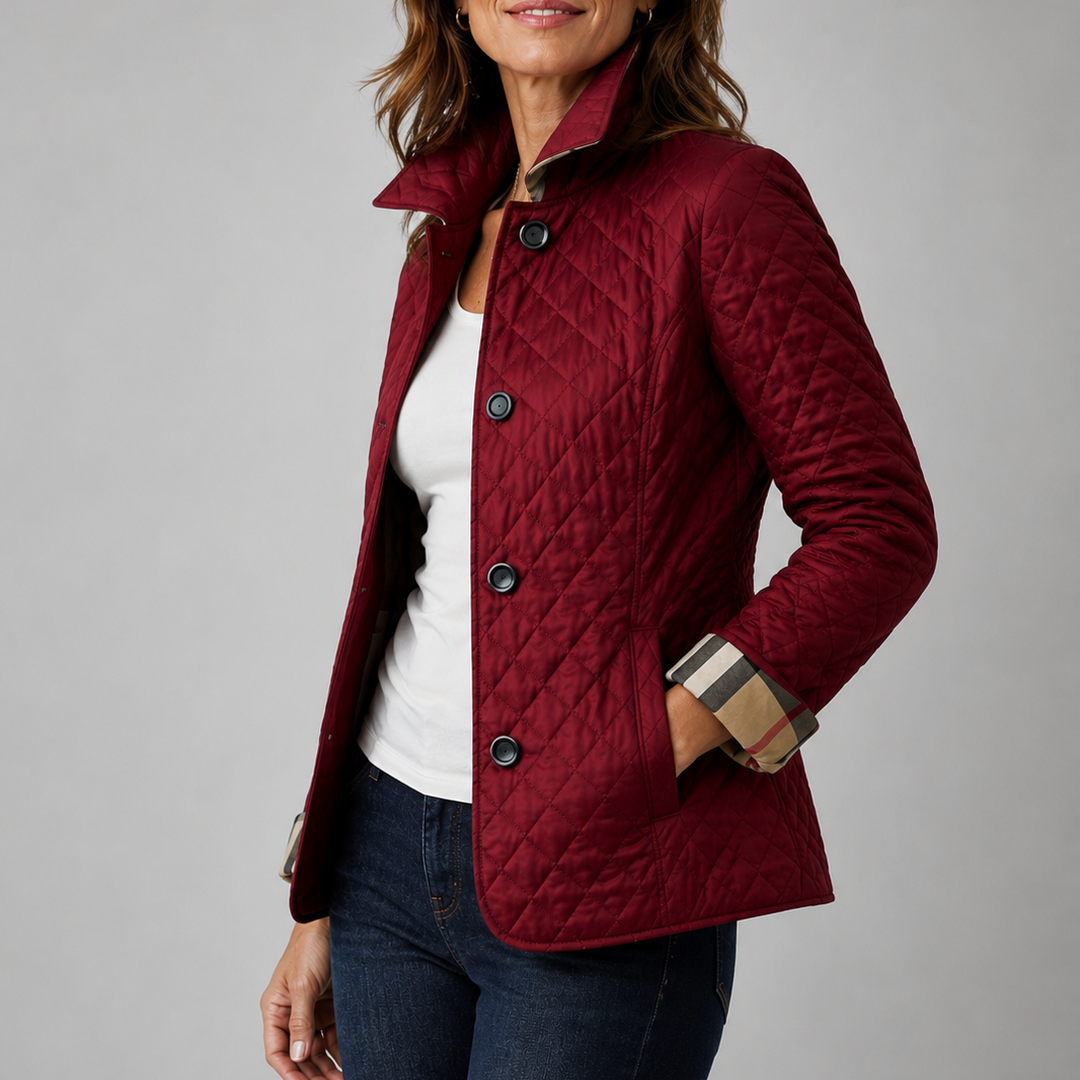 Sheleza | Quilted Button Front Stand Collar Jacket