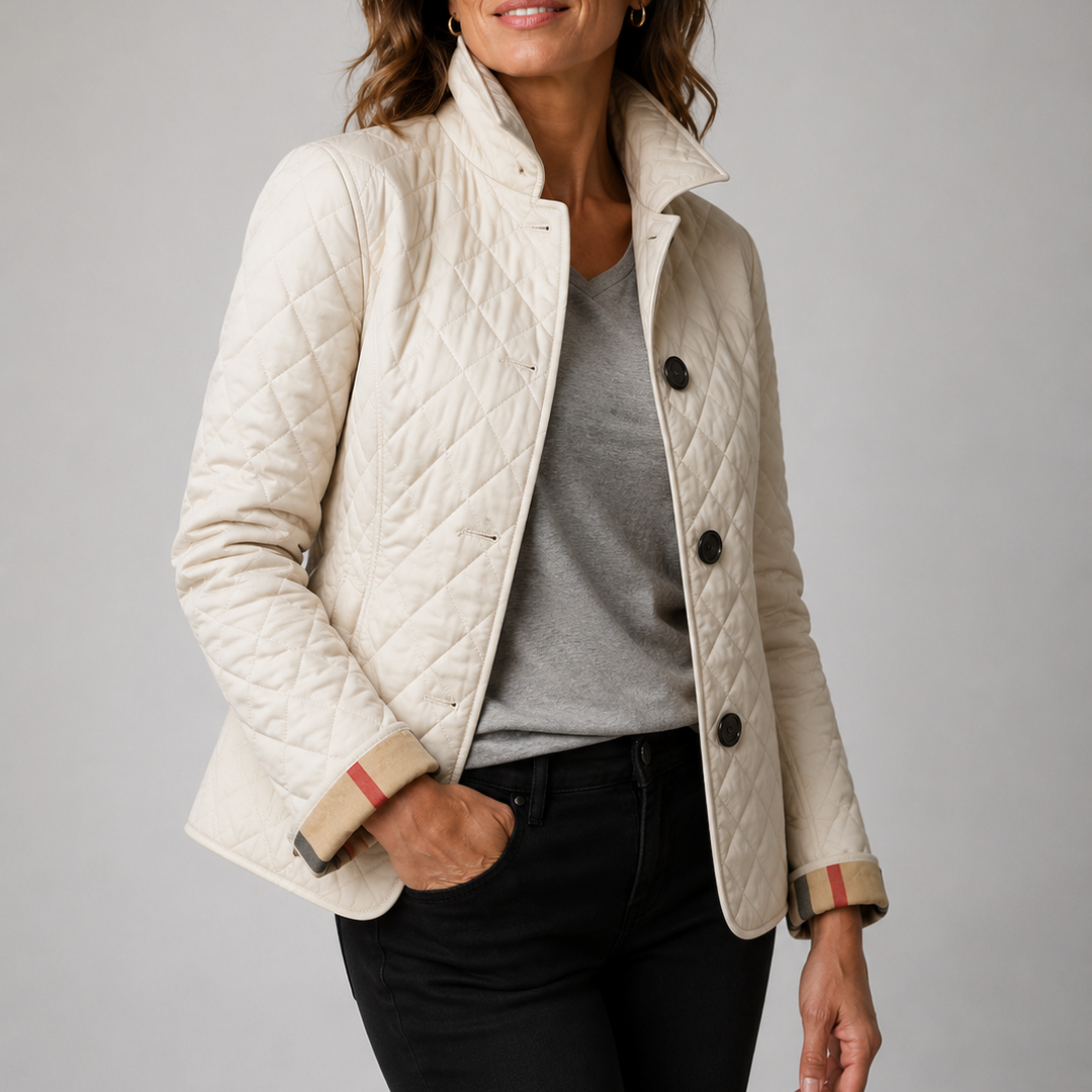 Sheleza | Quilted Button Front Stand Collar Jacket