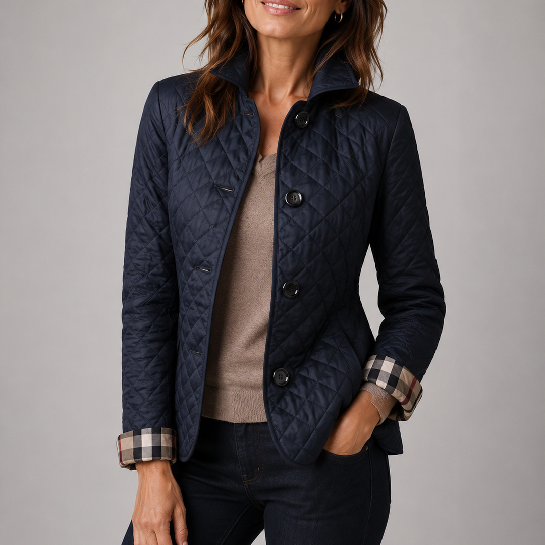Sheleza | Quilted Button Front Stand Collar Jacket
