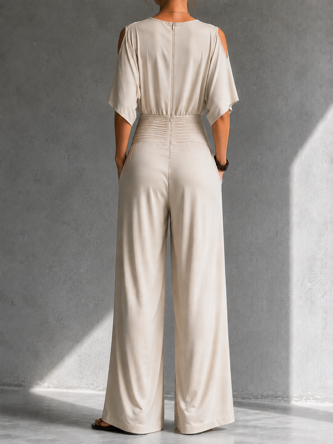 Greene | Jumpsuit Wrap Front Cold Shoulder Wide Leg
