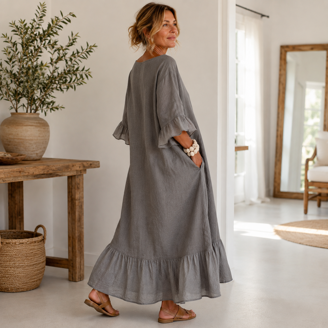 Hannele | Maxi Dress Ruffle Sleeve Loose Fit